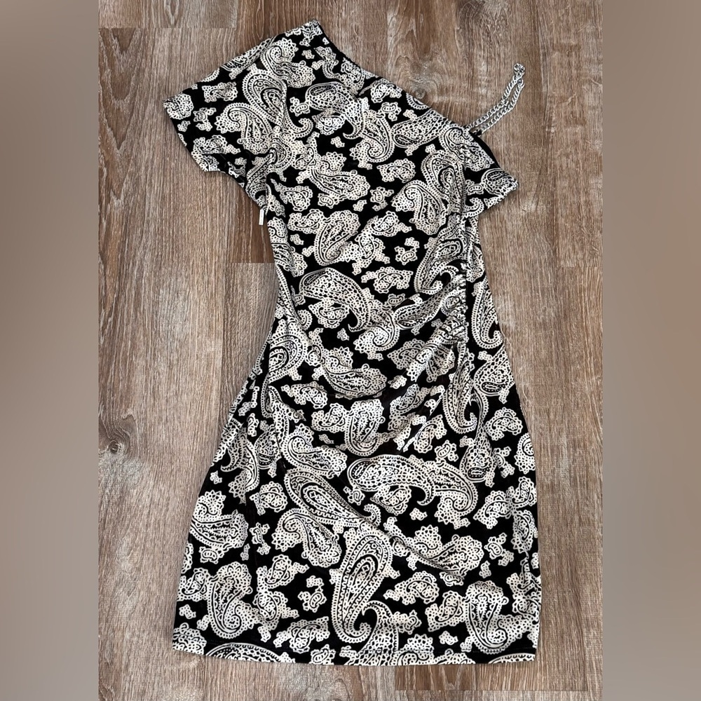 MICHAEL MICHAEL KORS Paisley Velvet One-Shoulder Dress - Picture 3 of 6
